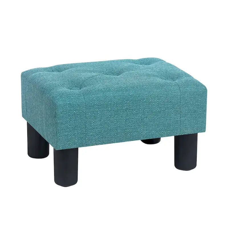 Bouton Touffeté Lin Repose-pieds Rectangulaire Petit Pouf