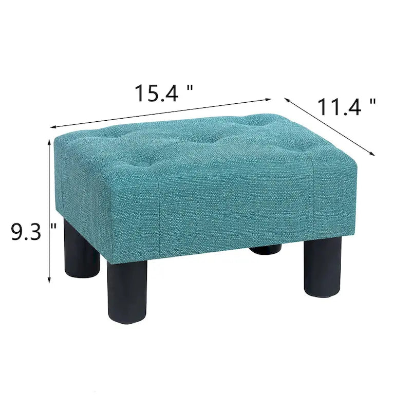 Bouton Touffeté Lin Repose-pieds Rectangulaire Petit Pouf