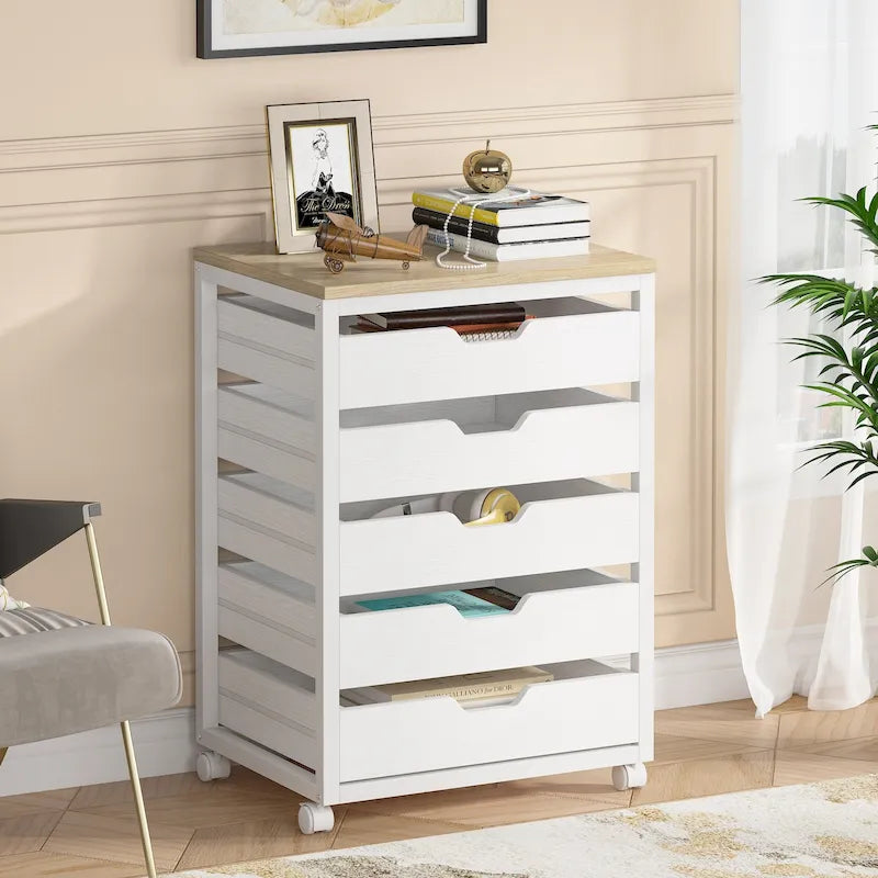 Commode 5 Tiroirs et Commode 7 Tiroirs Meuble de Rangement en Bois à Tiroirs