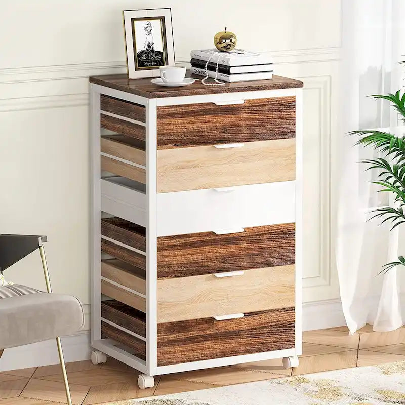 Commode 5 Tiroirs et Commode 7 Tiroirs Meuble de Rangement en Bois à Tiroirs