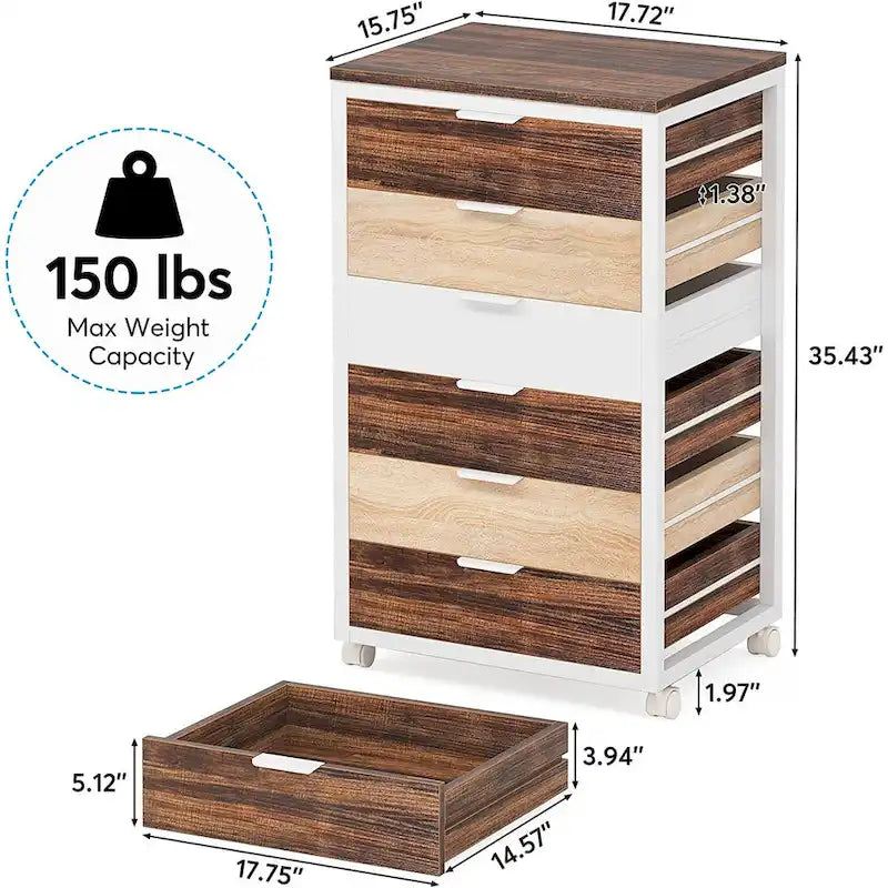 Commode 5 Tiroirs et Commode 7 Tiroirs Meuble de Rangement en Bois à Tiroirs