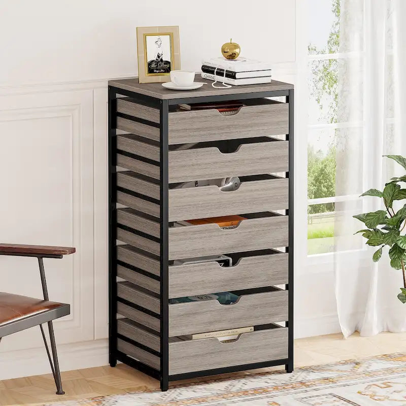 Commode 5 Tiroirs et Commode 7 Tiroirs Meuble de Rangement en Bois à Tiroirs
