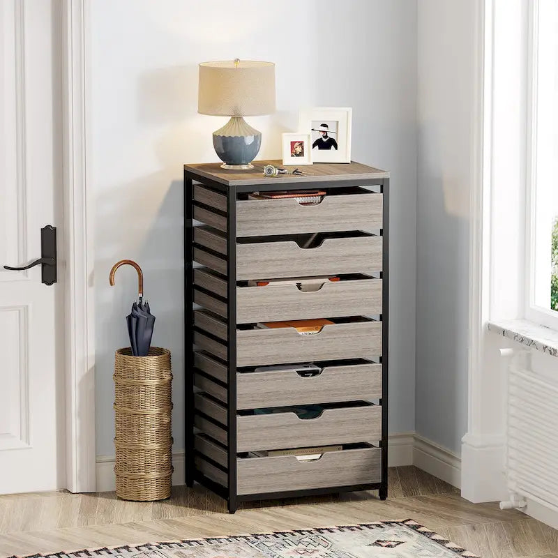 Commode 5 Tiroirs et Commode 7 Tiroirs Meuble de Rangement en Bois à Tiroirs