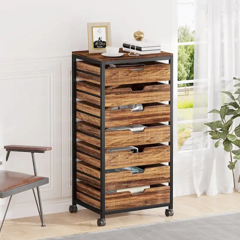 Commode 5 Tiroirs et Commode 7 Tiroirs Meuble de Rangement en Bois à Tiroirs