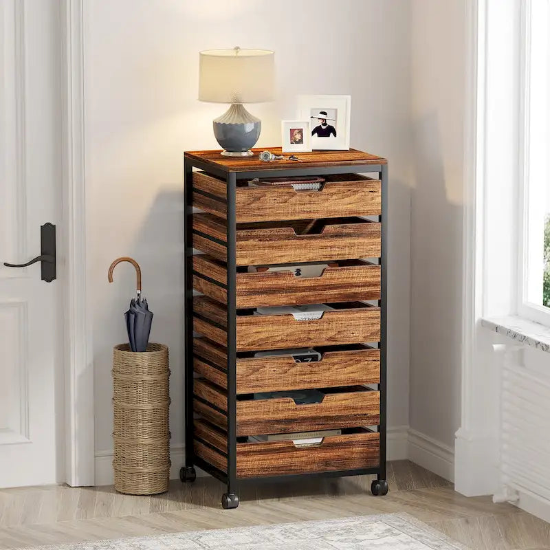 Commode 5 Tiroirs et Commode 7 Tiroirs Meuble de Rangement en Bois à Tiroirs