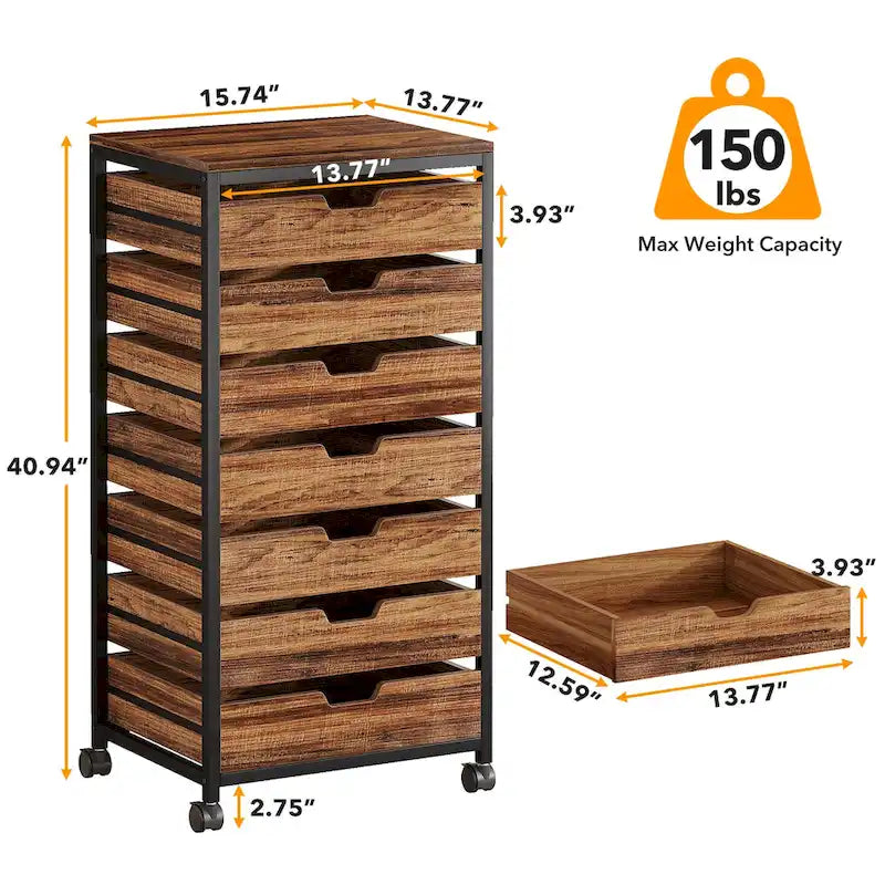 Commode 5 Tiroirs et Commode 7 Tiroirs Meuble de Rangement en Bois à Tiroirs