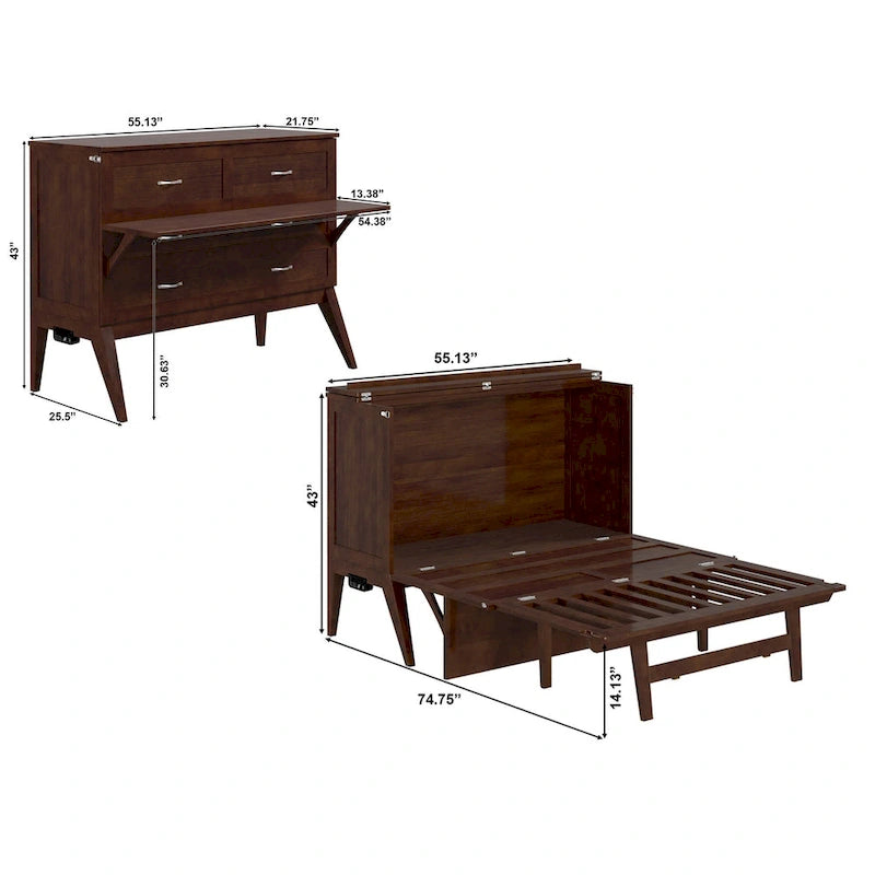 Bureau escamotable complet Northampton en noyer