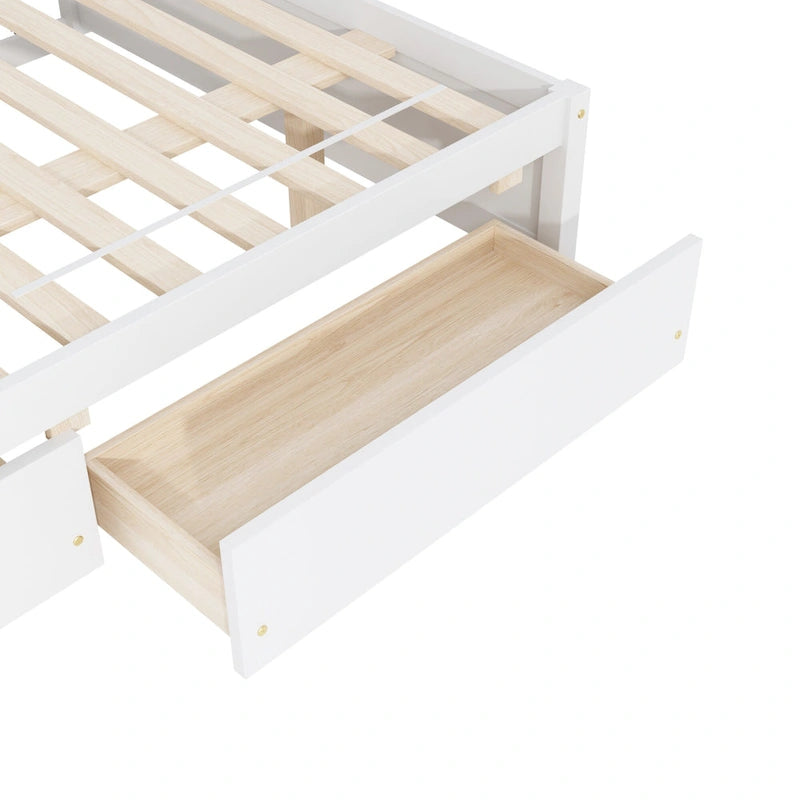 Lit double avec lit gigogne simple et 2 tiroirs