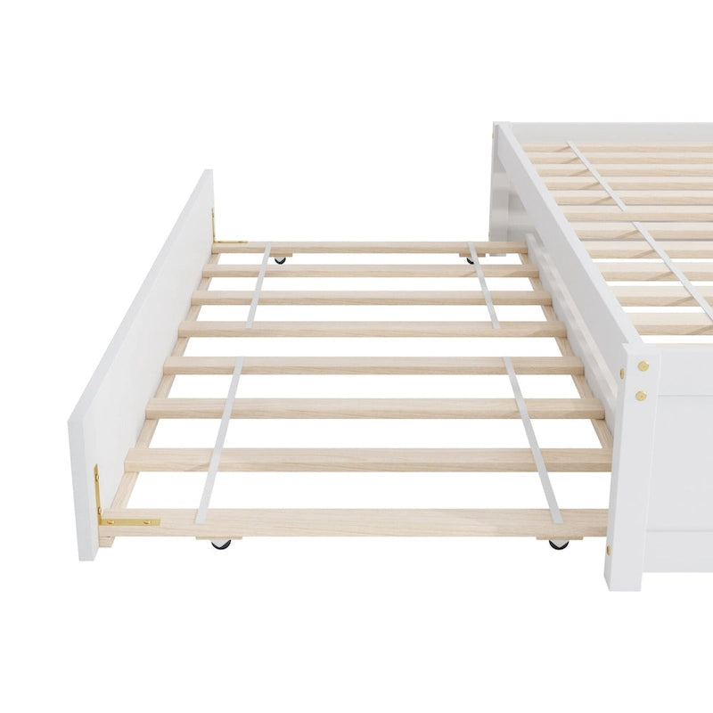 Lit double avec lit gigogne simple et 2 tiroirs