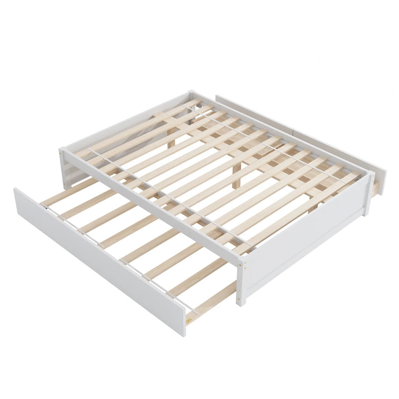 Lit double avec lit gigogne simple et 2 tiroirs