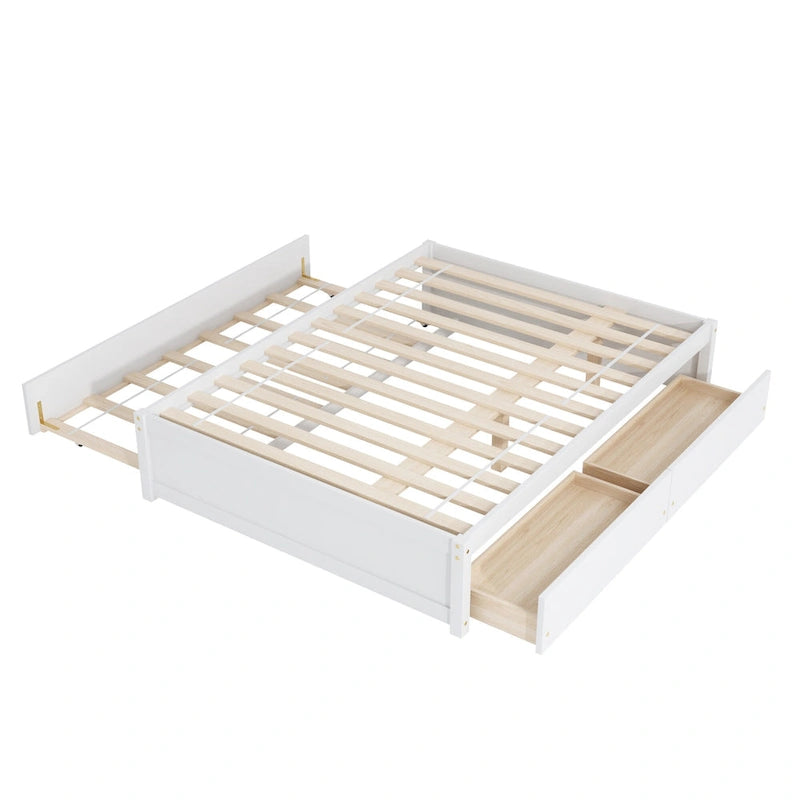 Lit double avec lit gigogne simple et 2 tiroirs