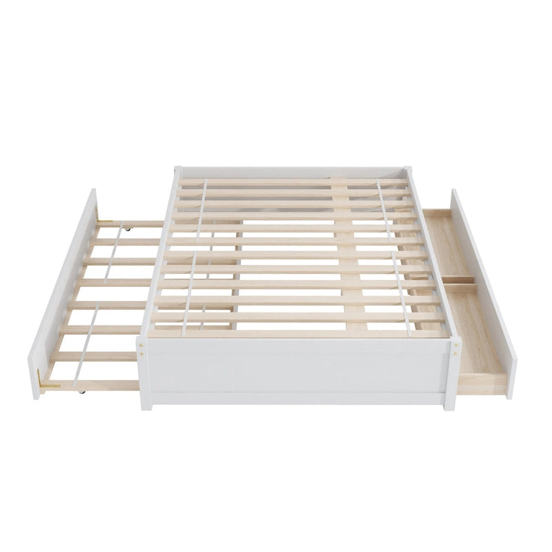 Lit double avec lit gigogne simple et 2 tiroirs