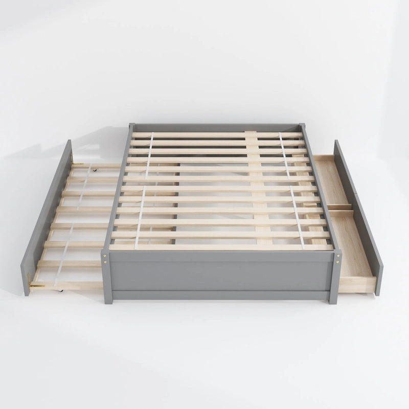 Lit double avec lit gigogne simple et 2 tiroirs