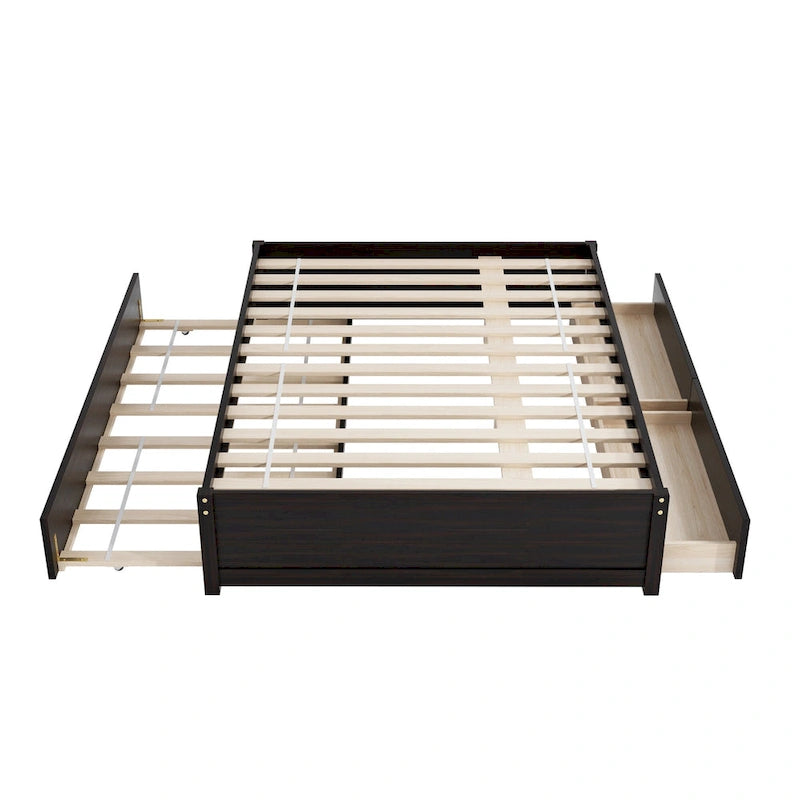 Lit double avec lit gigogne simple et 2 tiroirs