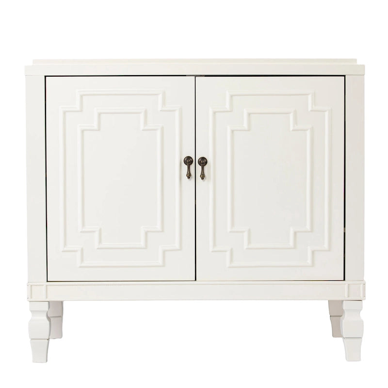 Table d'appoint à deux portes blanc antique