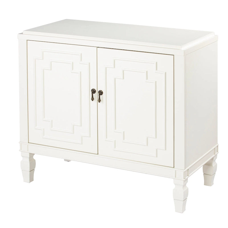 Table d'appoint à deux portes blanc antique