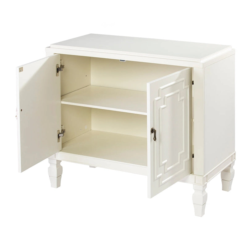 Table d'appoint à deux portes blanc antique