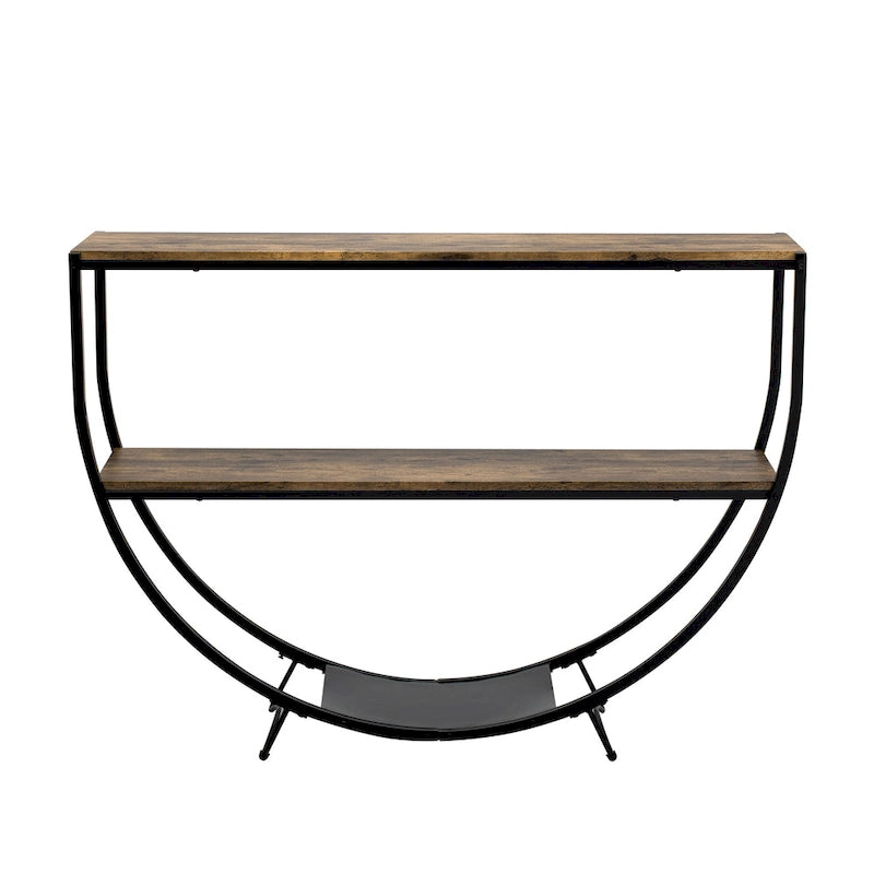 Table console demi-lune de style industriel rustique