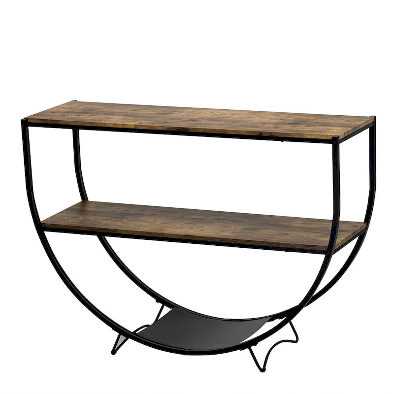 Table console demi-lune de style industriel rustique