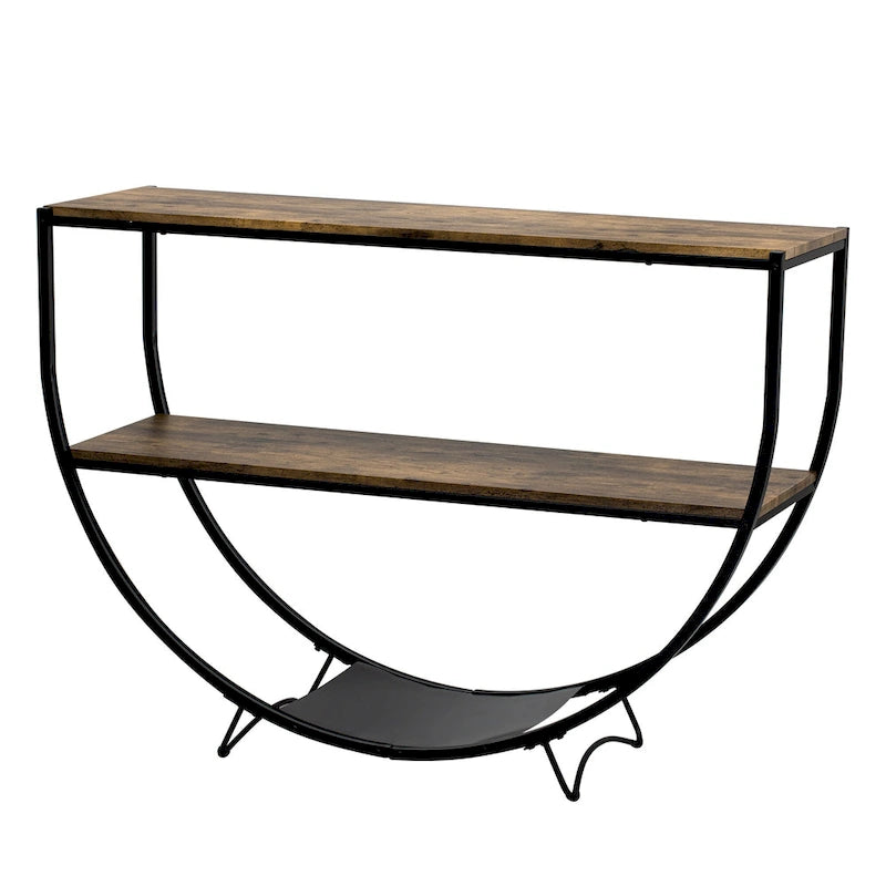 Table console demi-lune de style industriel rustique