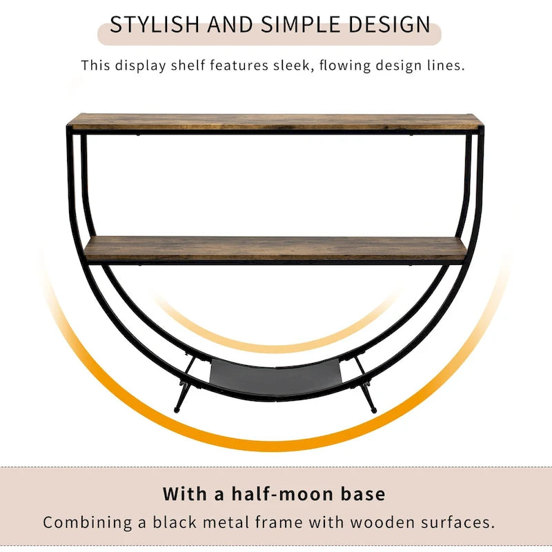 Table console demi-lune de style industriel rustique