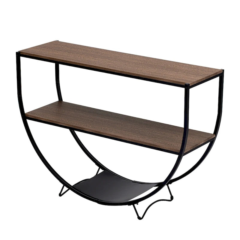 Table console demi-lune de style industriel rustique