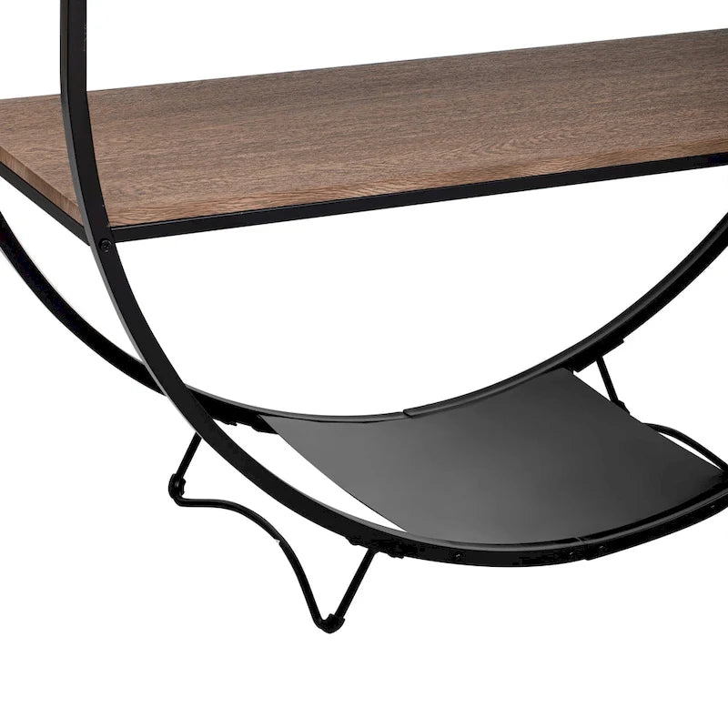 Table console demi-lune de style industriel rustique