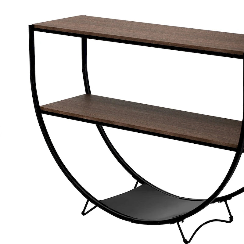 Table console demi-lune de style industriel rustique