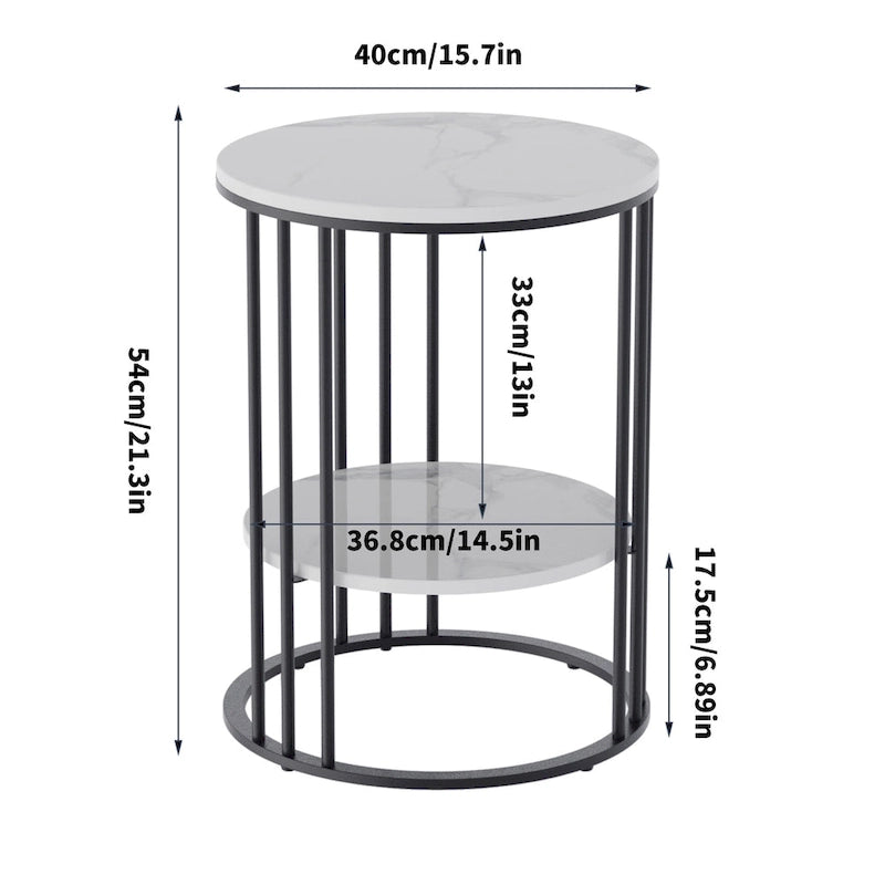 Table d'appoint haute, plateau en pierre frittée, table de chevet avec étagère de rangement - 40 x 40 x 54 cm