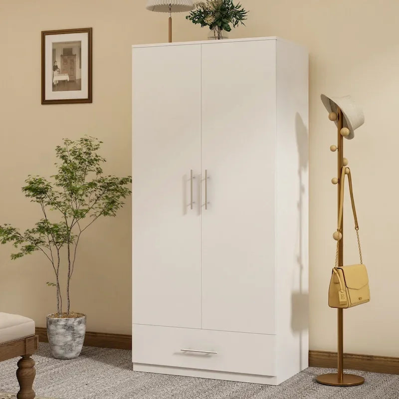 Armoire penderie avec tiroir 31,5L x 66,9H po Noir, Blanc