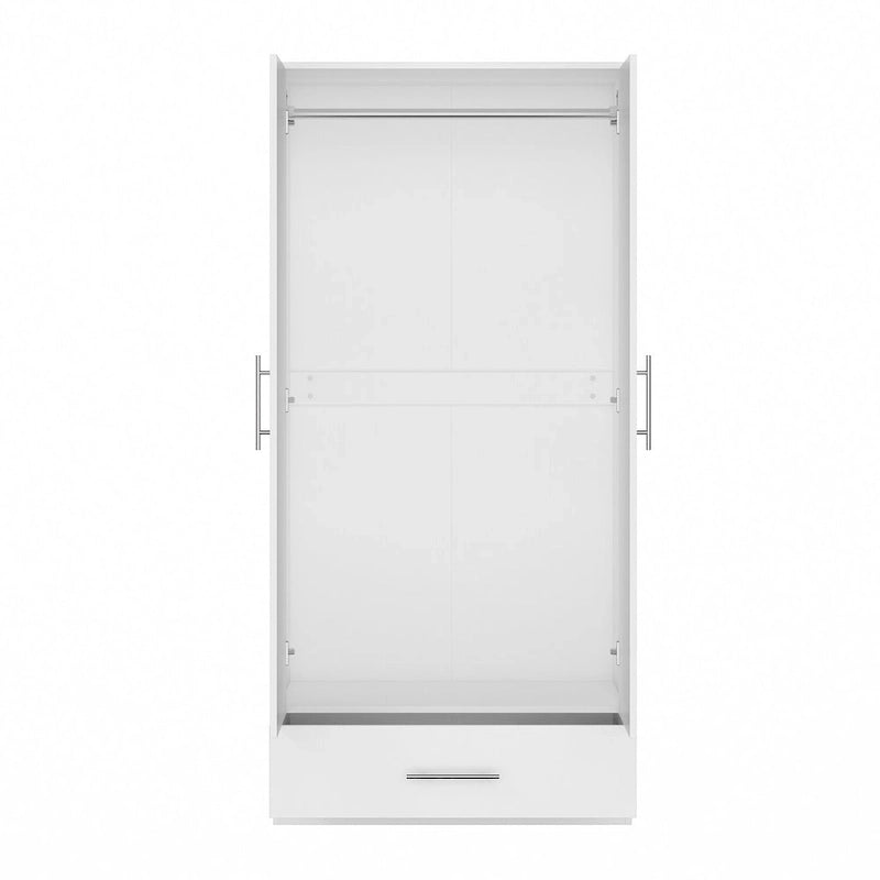 Armoire penderie avec tiroir 31,5L x 66,9H po Noir, Blanc