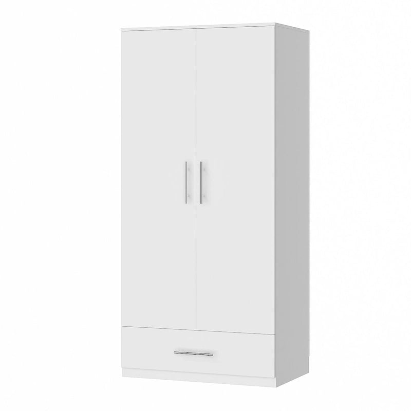 Armoire penderie avec tiroir 31,5L x 66,9H po Noir, Blanc