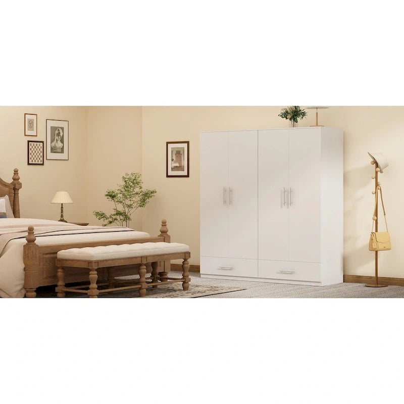 Armoire penderie avec tiroir 31,5L x 66,9H po Noir, Blanc