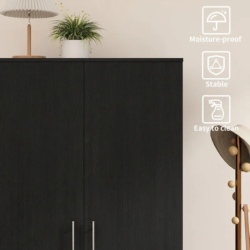Armoire penderie avec tiroir 31,5L x 66,9H po Noir, Blanc
