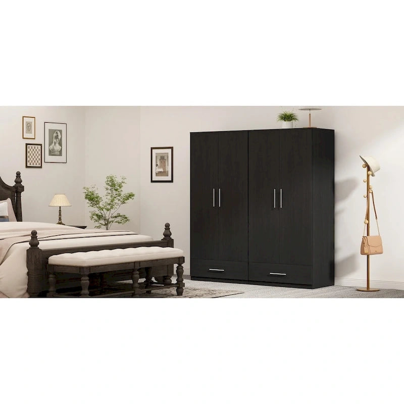 Armoire penderie avec tiroir 31,5L x 66,9H po Noir, Blanc