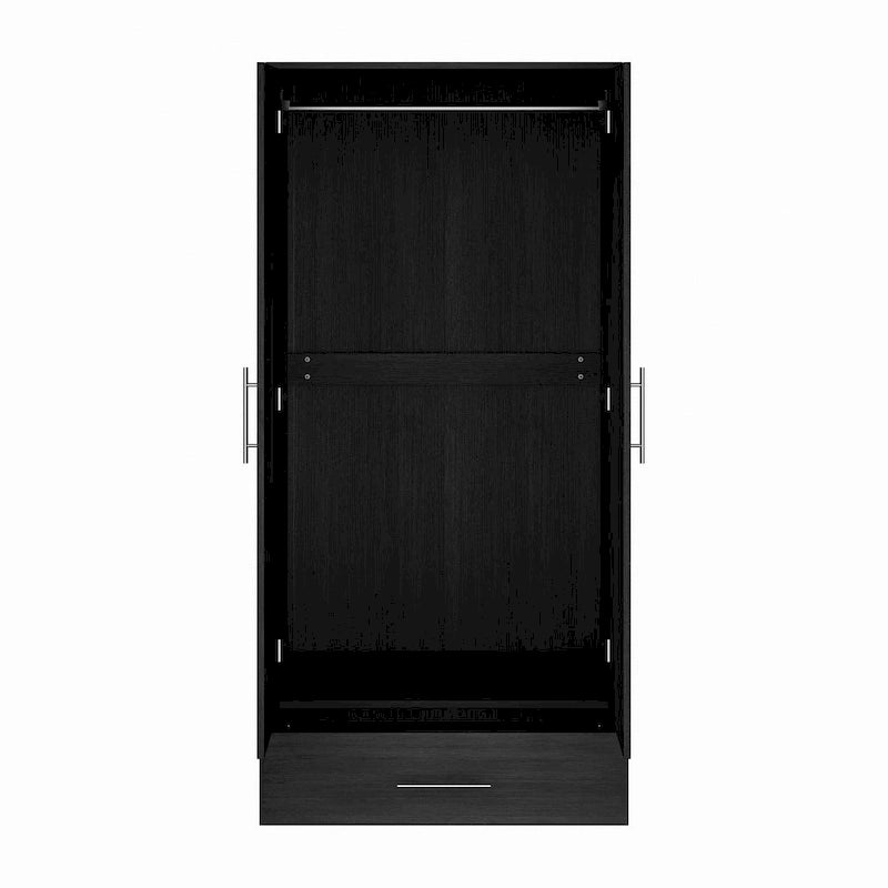 Armoire penderie avec tiroir 31,5L x 66,9H po Noir, Blanc