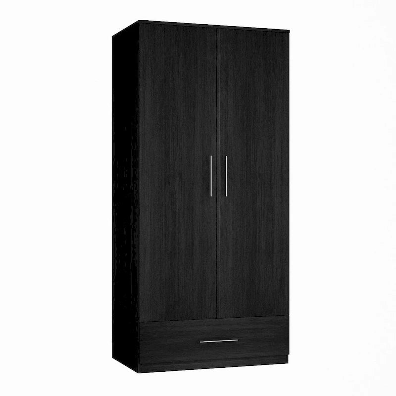 Armoire penderie avec tiroir 31,5L x 66,9H po Noir, Blanc
