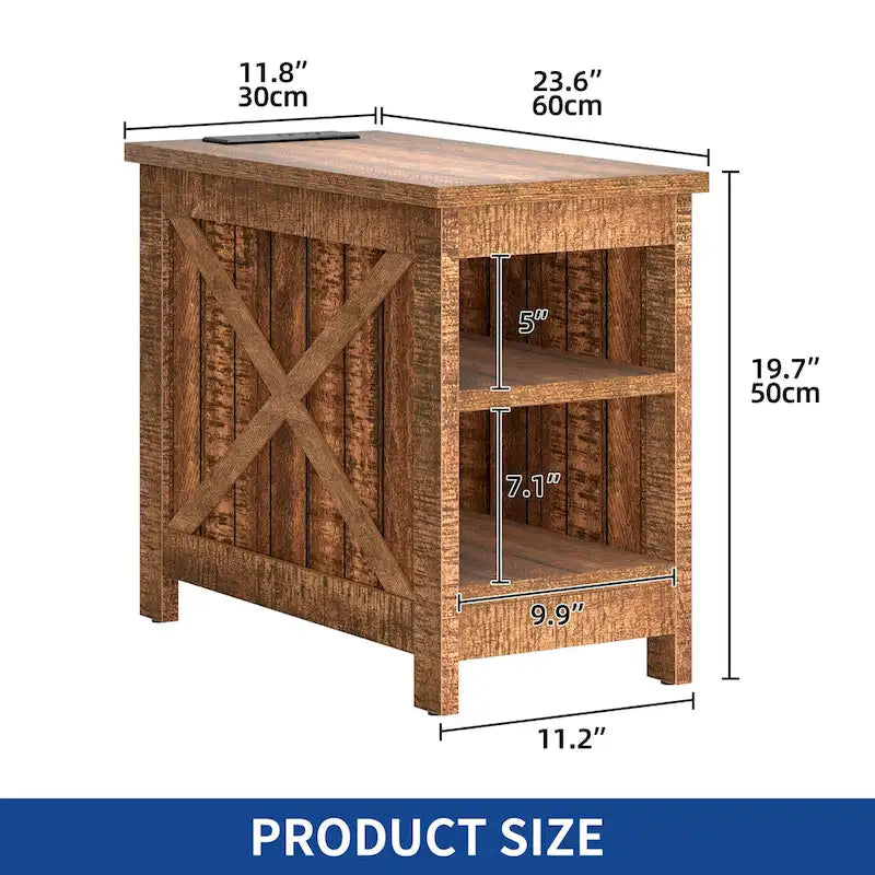 Table de chevet avec station de recharge, table d'appoint avec rangement, 2 prises de courant et 2 ports USB pour salon