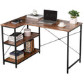 Bureau d'angle en L pour ordinateur avec bibliothèque intégrée pour bureau à domicile