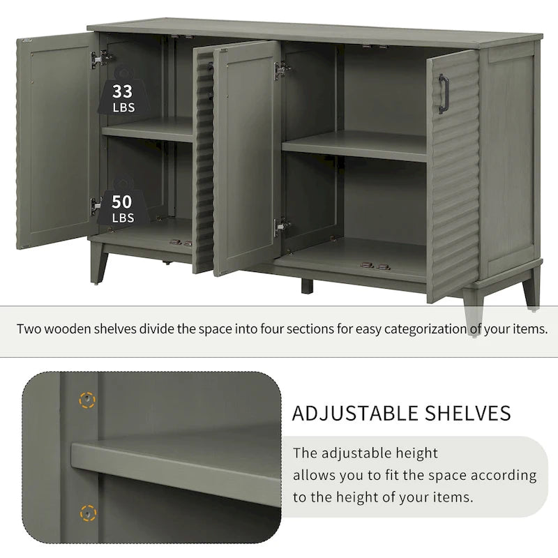 Buffet avec 4 portes grand rangement avec étagères réglables