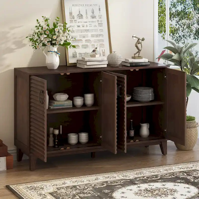 Buffet avec 4 portes grand rangement avec étagères réglables