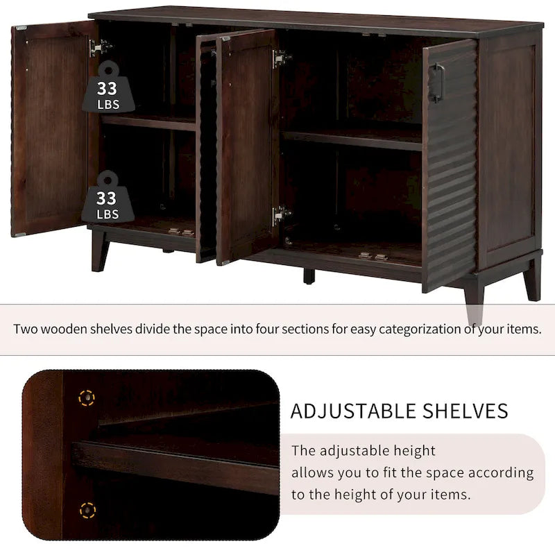 Buffet avec 4 portes grand rangement avec étagères réglables