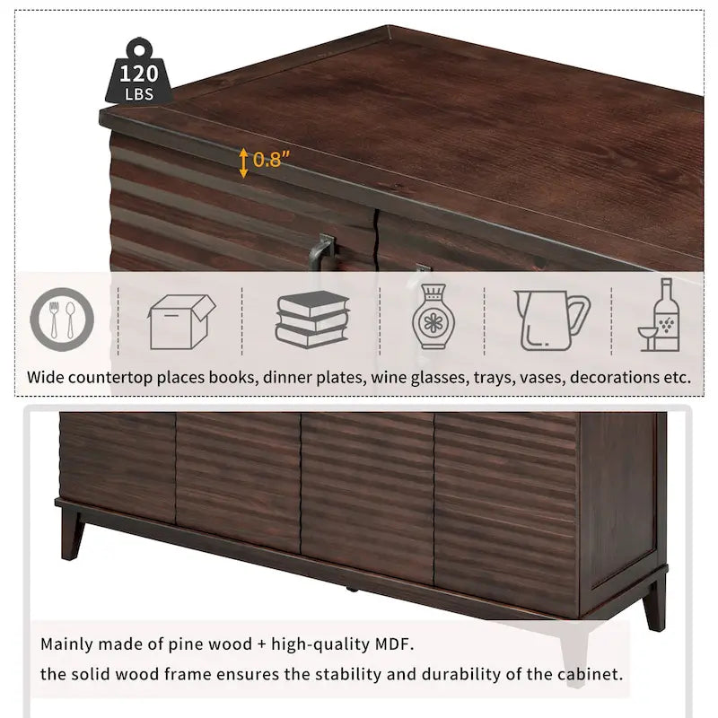 Buffet avec 4 portes grand rangement avec étagères réglables
