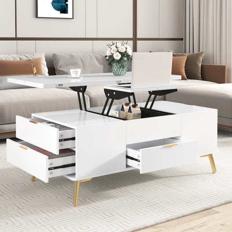 Table basse relevable multifonctionnelle avec tiroirs