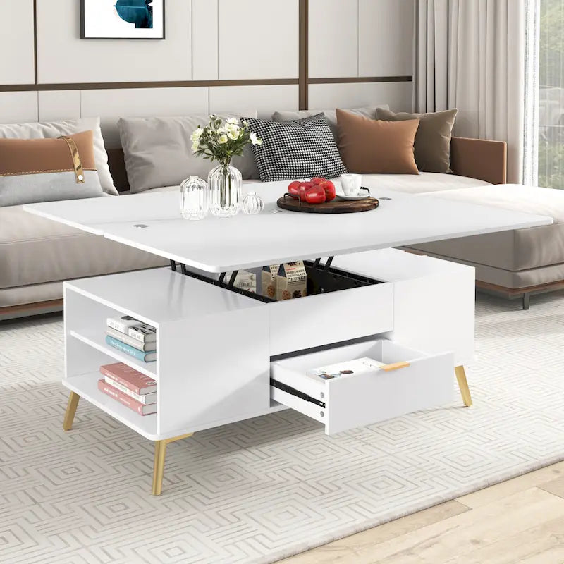 Table basse relevable multifonctionnelle avec tiroirs