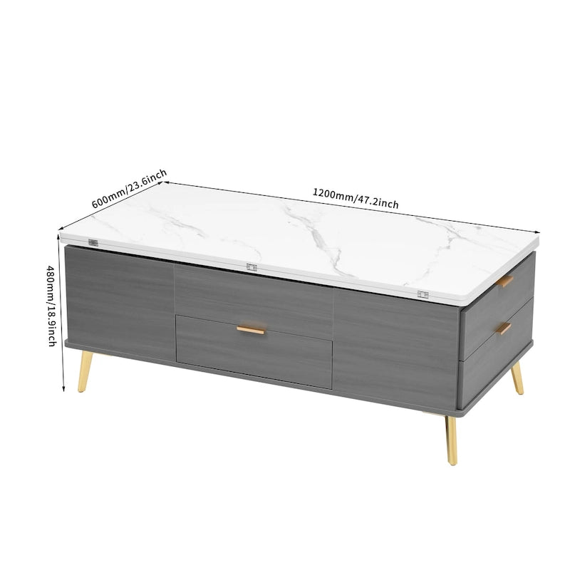 Table basse relevable multifonctionnelle avec tiroirs