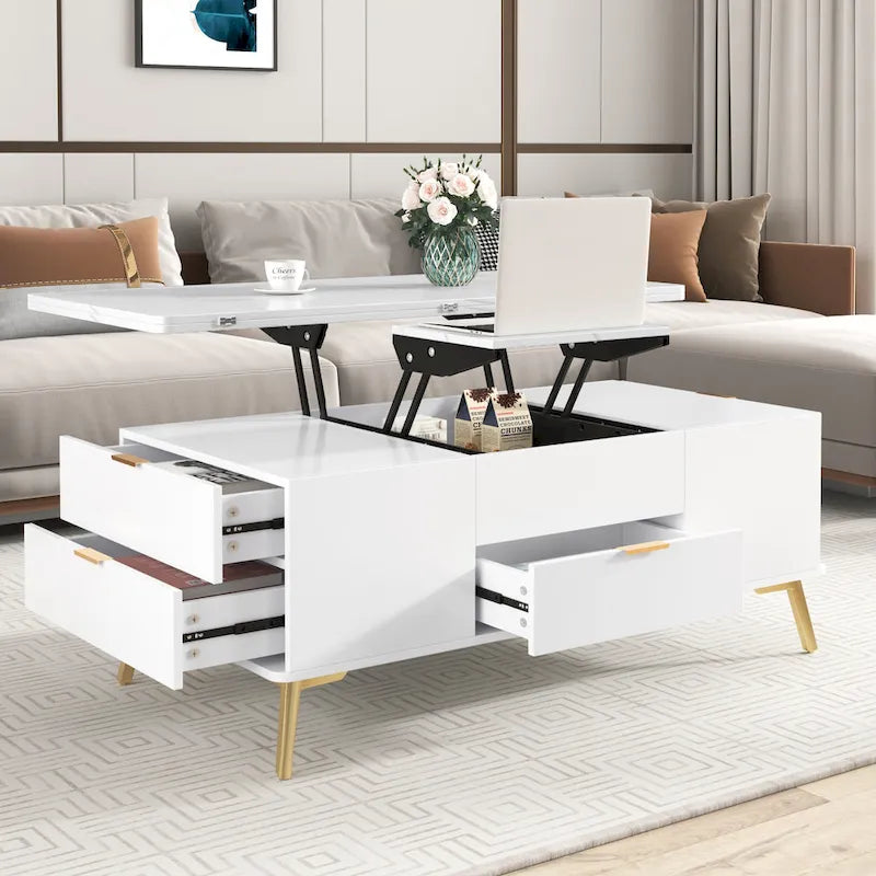 Table basse relevable multifonctionnelle avec tiroirs