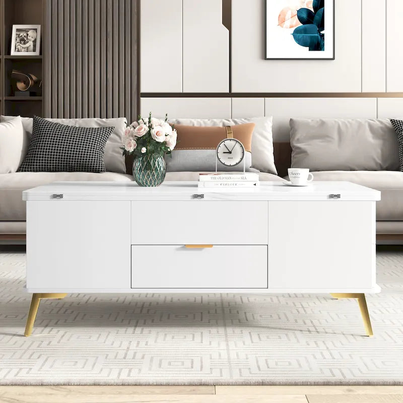 Table basse relevable multifonctionnelle avec tiroirs