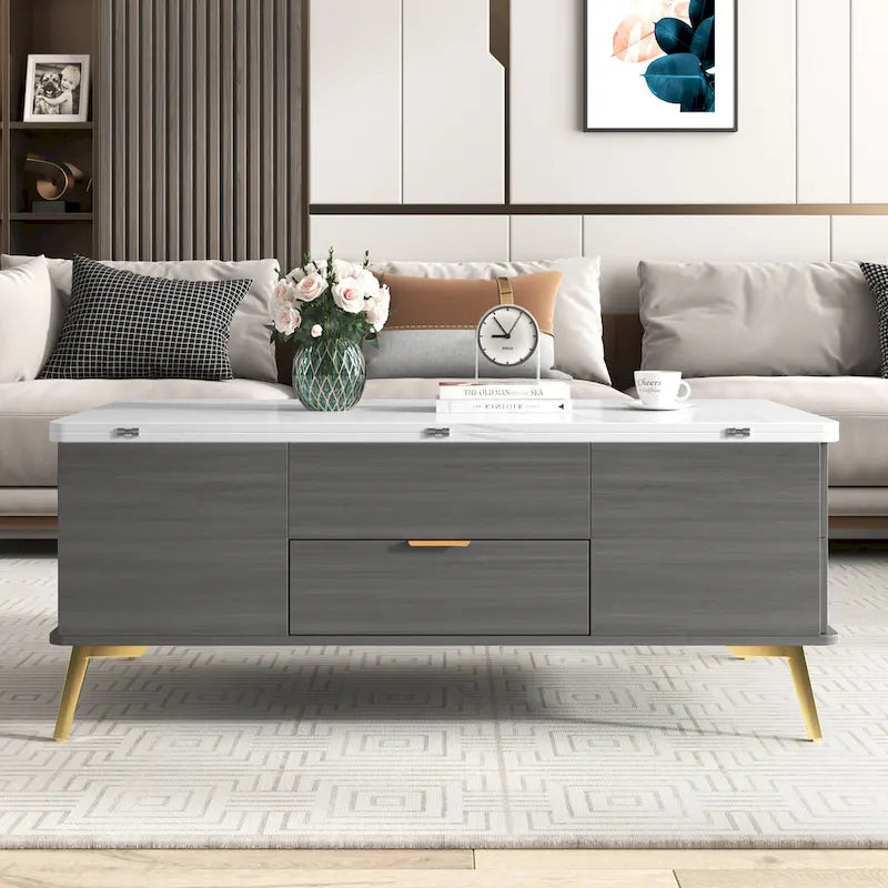 Table basse relevable multifonctionnelle avec tiroirs