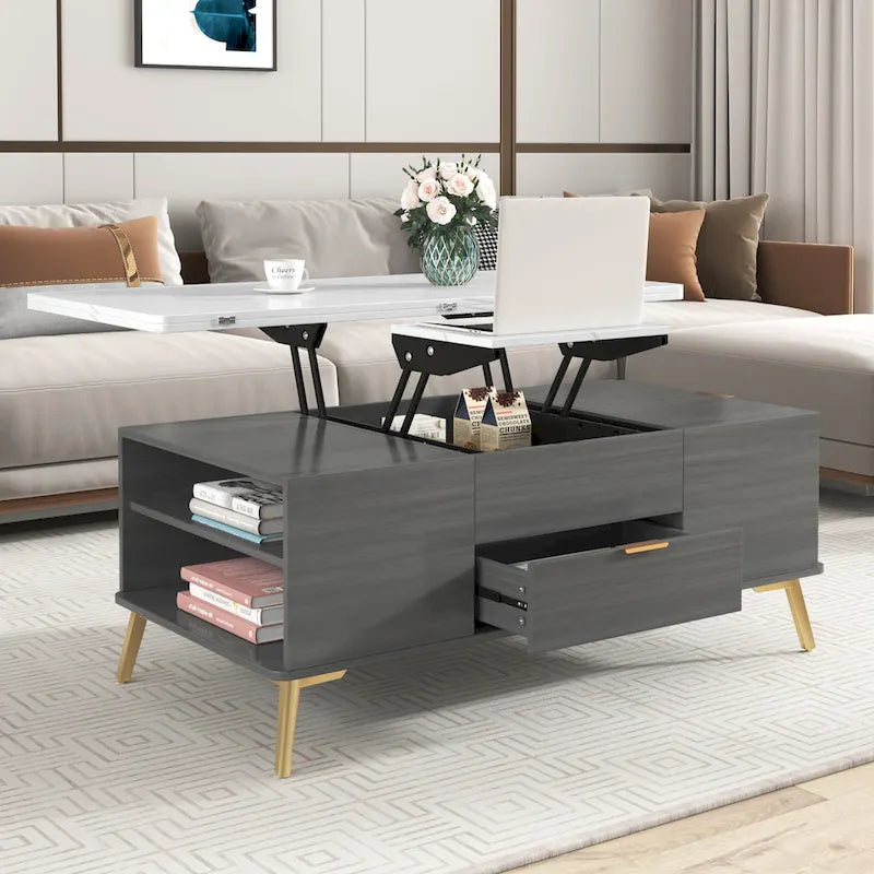 Table basse relevable multifonctionnelle avec tiroirs